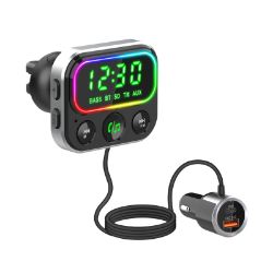 Picture of GIZZU Bluetooth 5 USB RGB LED PD 18W | QC3.0 18W | USB | MicroSD FM Transmitter Handsfree Kit