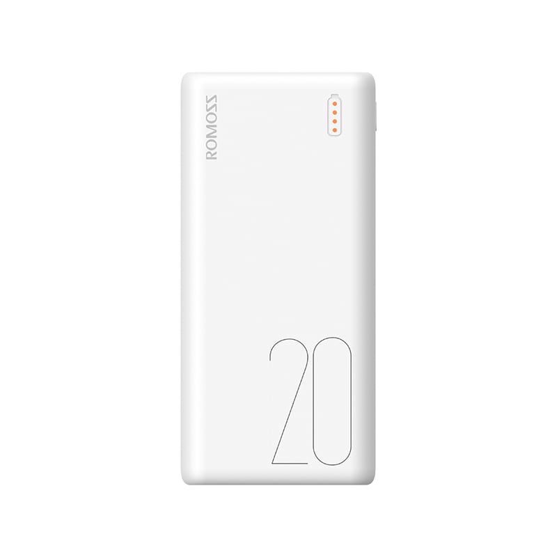 Picture of Romoss Simple 20 20000mAh Input: Type C|Lightning|Micro USB|Output: 2 x USB Power Bank - White