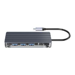 Picture of ORICO 7 Port 3 x USB3.0|1 x HDMI|1 x TF|1 x SD|1 x Type-C Transparent Hub - Grey