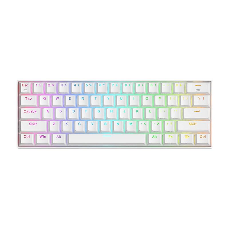 Picture of REDRAGON DRACONIC Mechanical 61 Key|Bluetooth 5.0|RGB 9 Colour Modes|Rechargable Battery|Type-C Charging Cable Gaming Keyboard - White