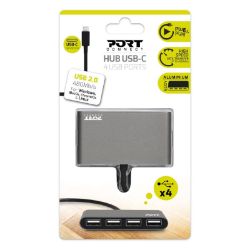 Picture of Port USB Type-C to 4 x USB2.0 480Mbs 4 Port Hub - Black